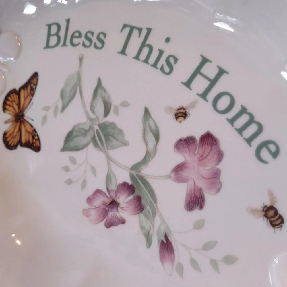Lenox Butterfly Meadow Bless This Home Bread Tray Oval Dish 11
